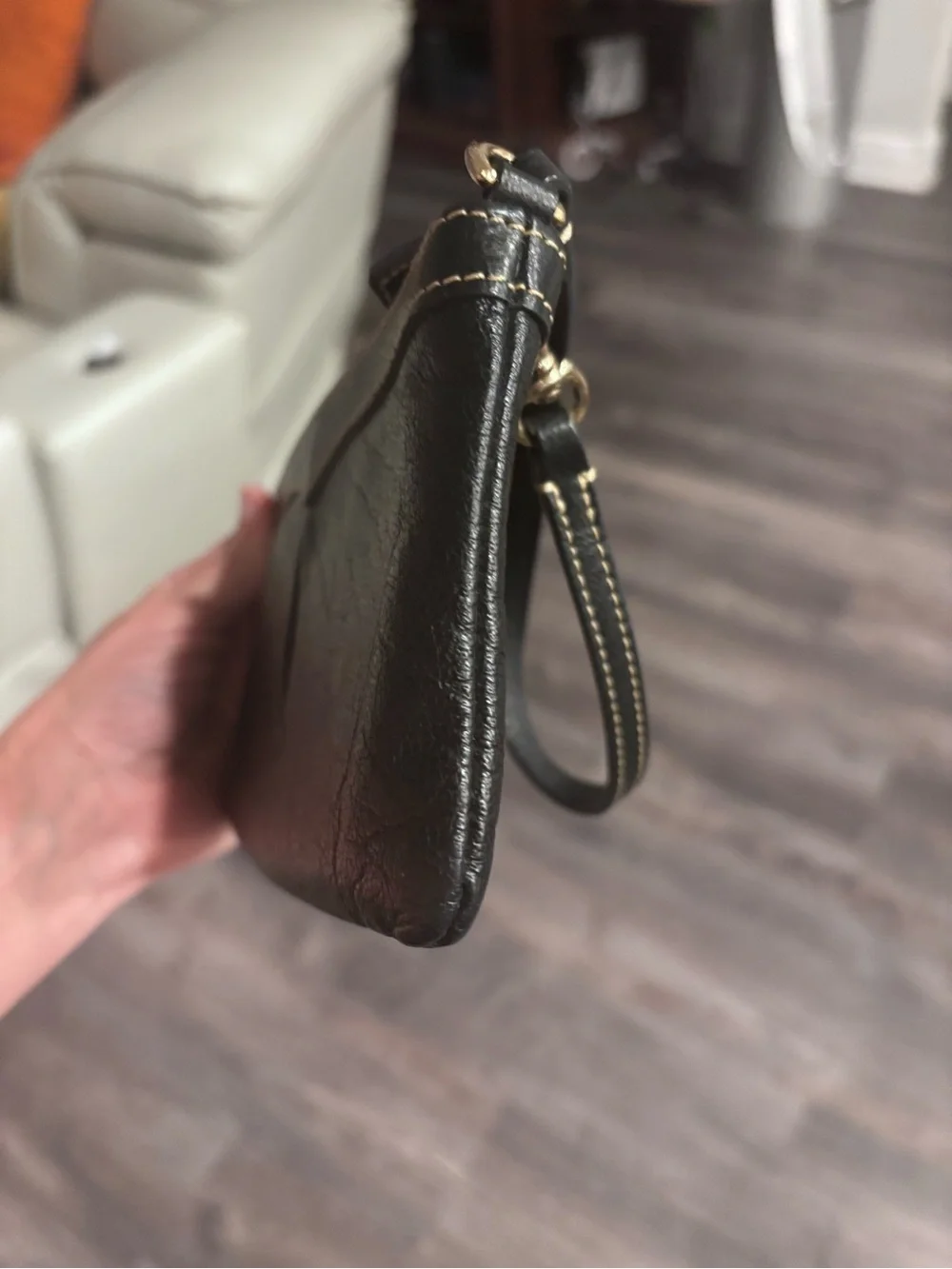 Dooney & Bourke Black Leather Mini Bag Red Lining‎ Convertible Wristlet Purse